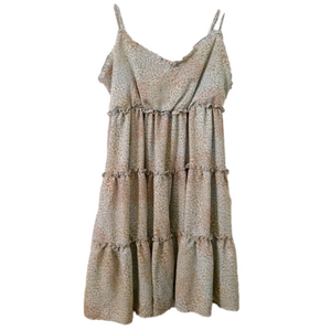 Bailey Blue Floral Print Smock Back Ruffled Spaghetti Strap Mini Dress Sz Large